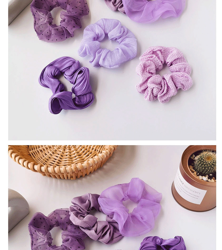 Fashion Velvet Purple Mesh Yarn Wave Lattice Large Intestine Loop Hair Rope,Hair Ring