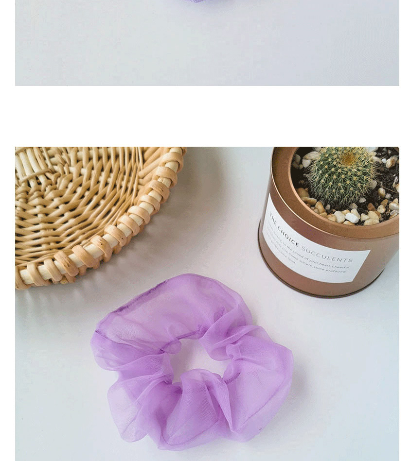 Fashion Fold Purple Mesh Yarn Wave Lattice Large Intestine Loop Hair Rope,Hair Ring