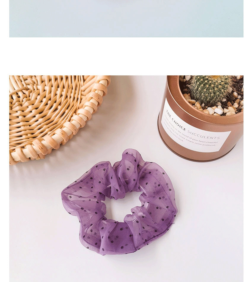 Fashion Fold Purple Mesh Yarn Wave Lattice Large Intestine Loop Hair Rope,Hair Ring