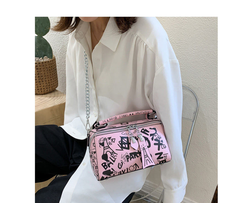 Fashion Pink Chain Printed Shoulder Bag,Shoulder bags