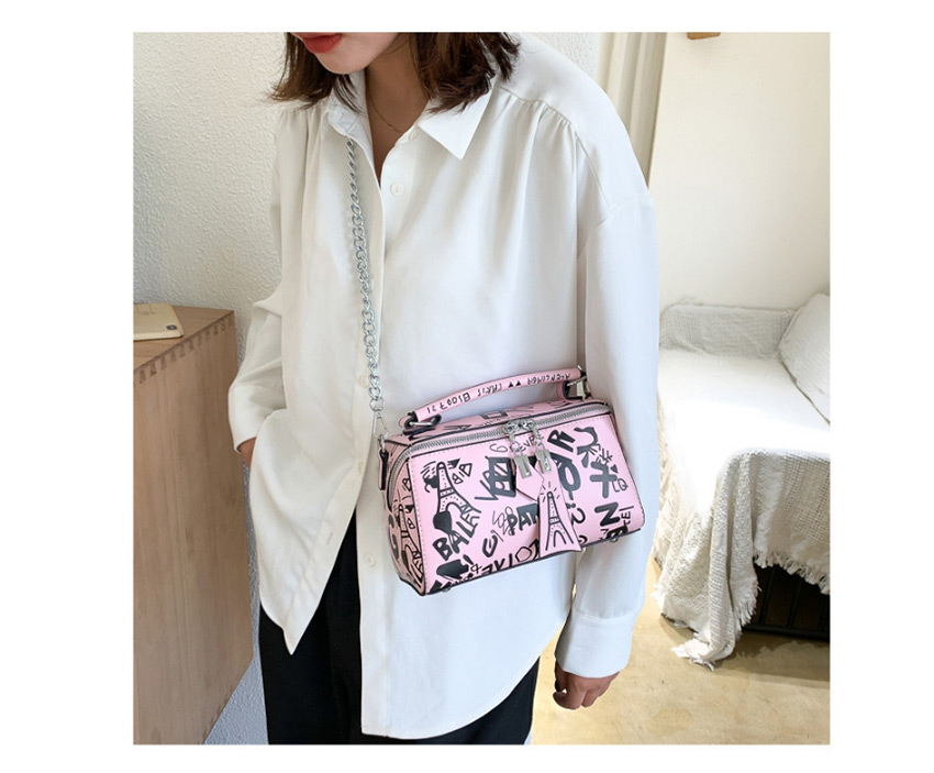 Fashion Pink Chain Printed Shoulder Bag,Shoulder bags
