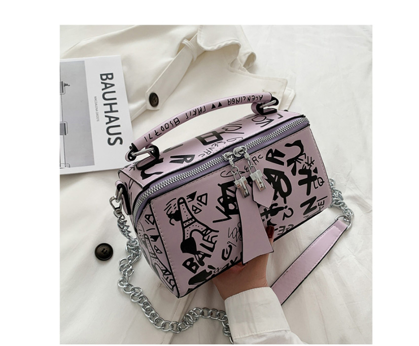 Fashion Purple Chain Printed Shoulder Bag,Shoulder bags