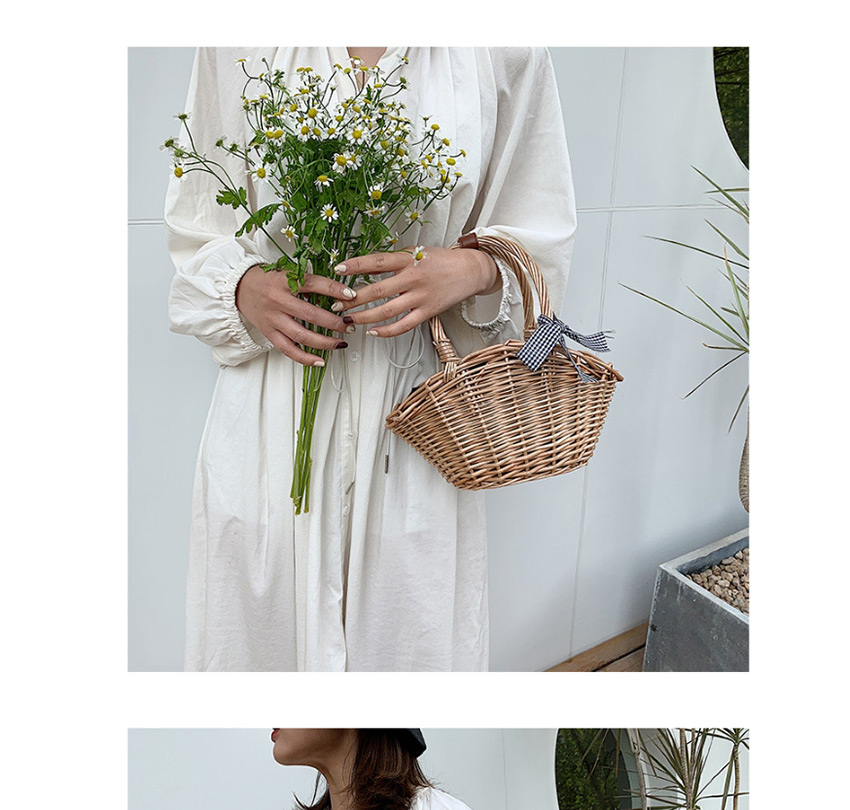 Fashion Coffee Color Straw Woven Bow Pendant Handbag,Handbags
