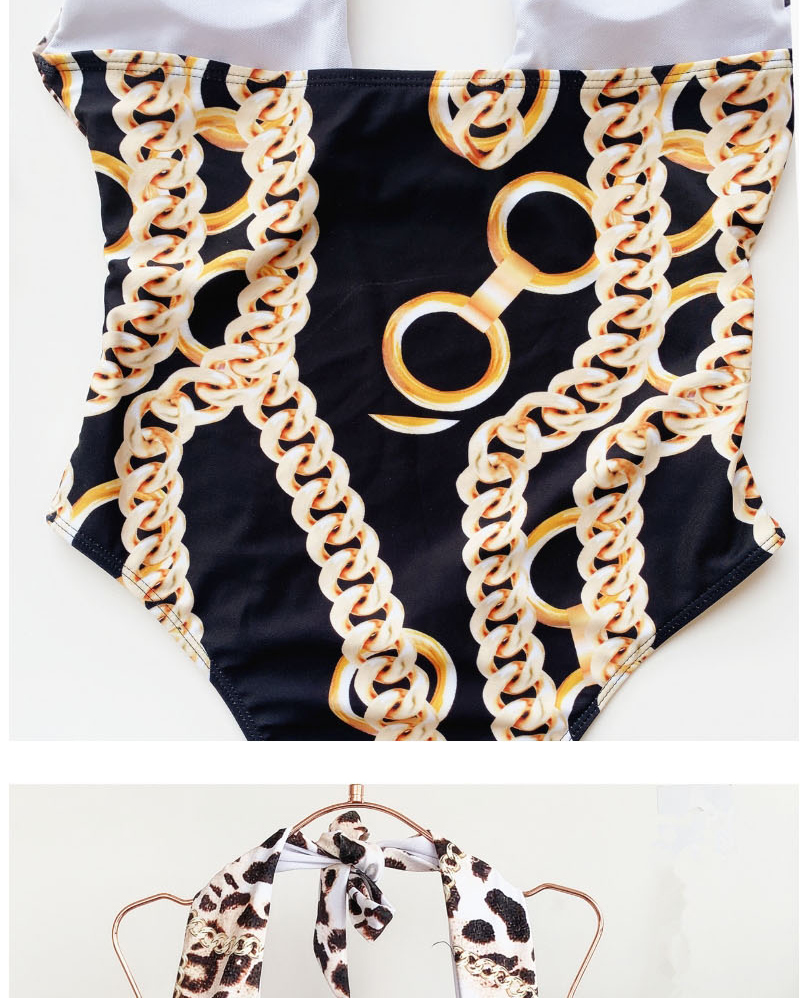 Fashion Printing Leopard Print Openwork Cross One-piece Swimsuit,One Pieces