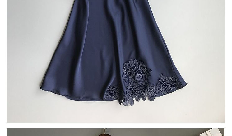 Fashion Blue Lace Flower Stitching Suspender Nightdress,SLEEPWEAR & UNDERWEAR