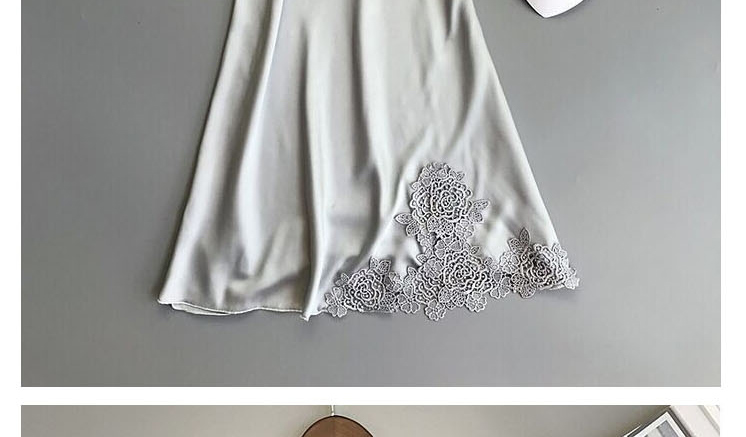 Fashion Khaki Lace Flower Stitching Suspender Nightdress,SLEEPWEAR & UNDERWEAR