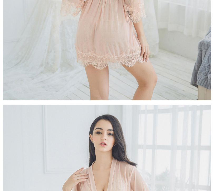 Fashion White Three-piece Lace Nightdress Suspender Nightdress,SLEEPWEAR & UNDERWEAR