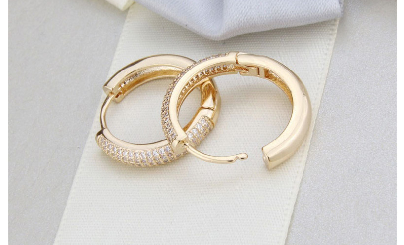 Fashion Gold-plated White Zirconium Copper Plating Multi-row Zirconium Round Earrings,Hoop Earrings
