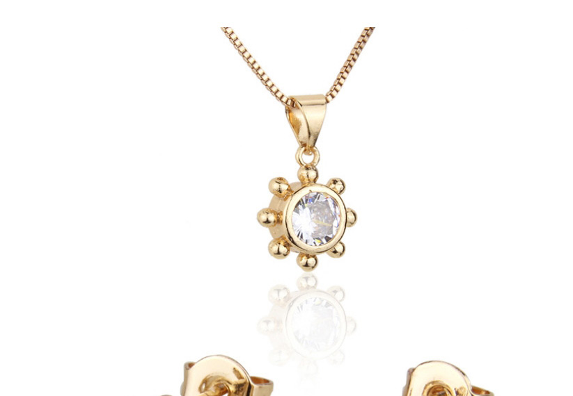 Fashion Golden Round Gold-plated Diamond Earring Necklace Set,Jewelry Sets
