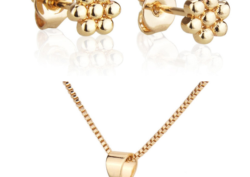 Fashion Golden Seven Ball Gold Plated Earring Necklace Set,Jewelry Sets
