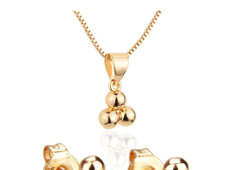 Fashion Golden Three Ball Gold Plated Earring Necklace Set,Jewelry Sets