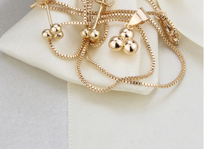 Fashion Golden Three Ball Gold Plated Earring Necklace Set,Jewelry Sets