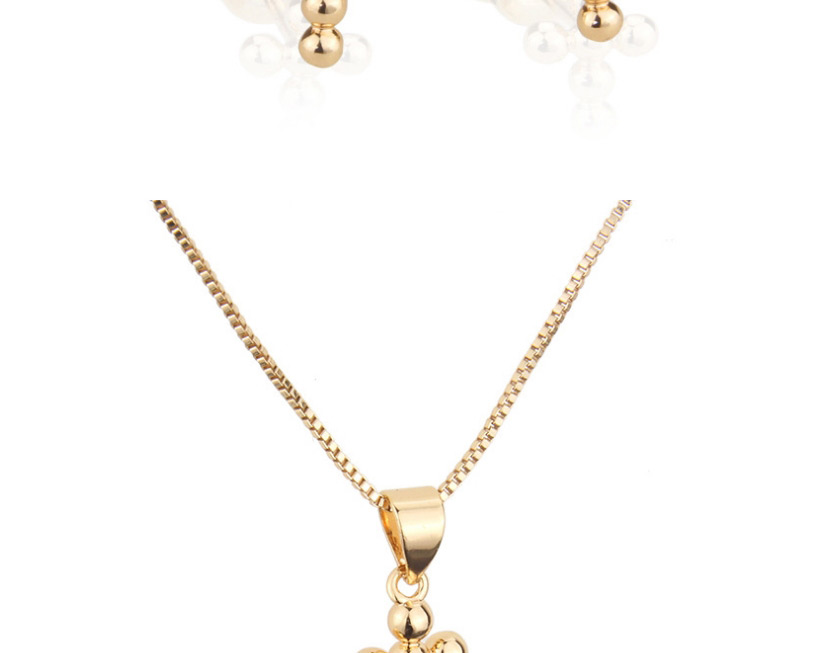 Fashion Golden Round Bead Gold Plated Cross Ear Stud Necklace Set,Jewelry Sets