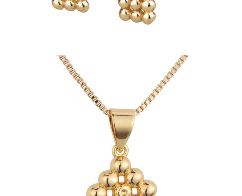 Fashion Golden Square Ball Gold Plated Earring Necklace Set,Jewelry Sets