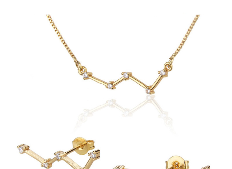 Fashion Golden Constellation Gold Plated Diamond Earring Necklace Set,Jewelry Sets