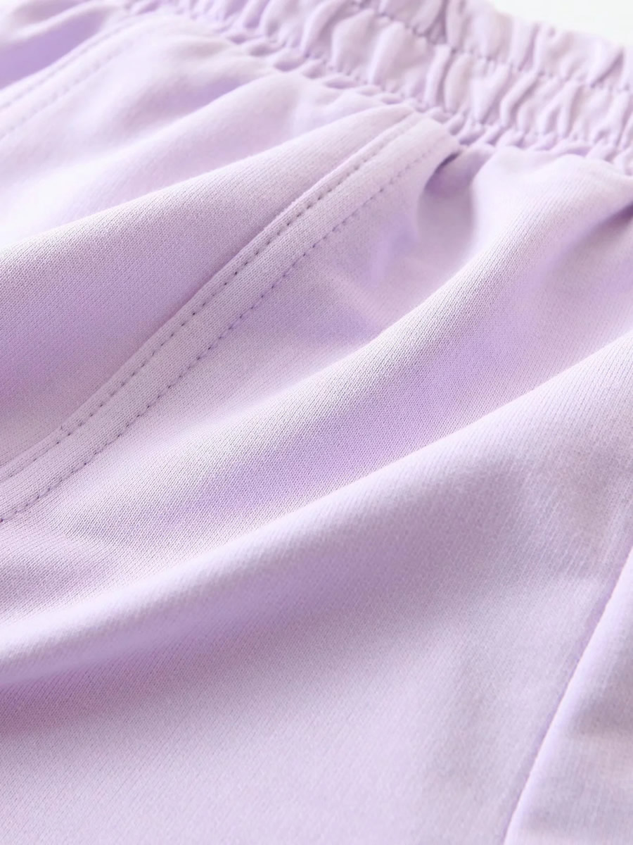 Fashion Purple Flannel Elasticated Waist Shorts,Shorts