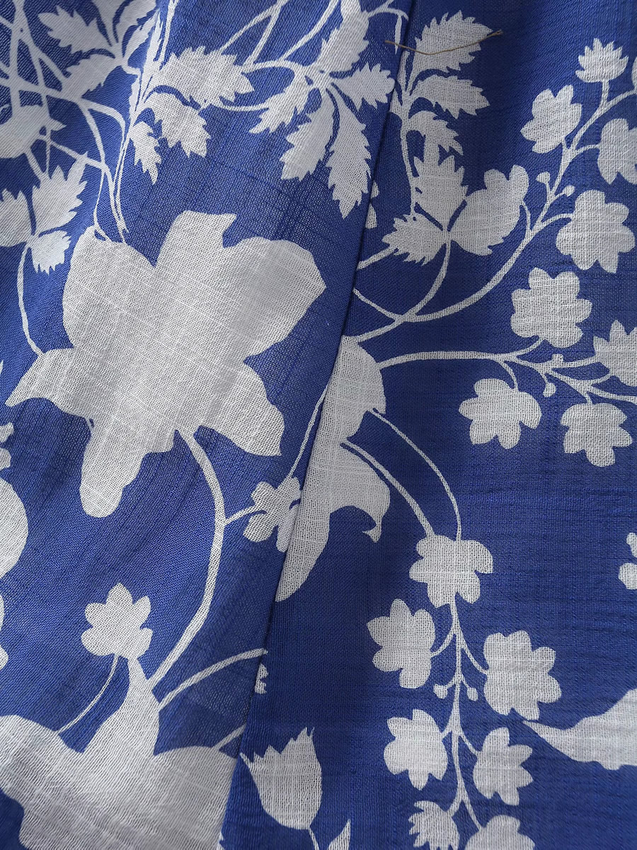 Fashion Blue Print V-neck Camisole Dress,Long Dress