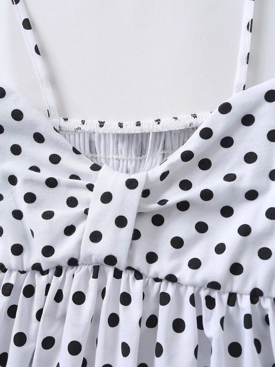 Fashion Wave Point Polka-dot Pleated Dress,Long Dress