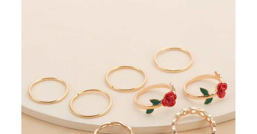 Fashion Golden Hollow Hollow Three-dimensional Rose Resin Ring Set,Rings Set