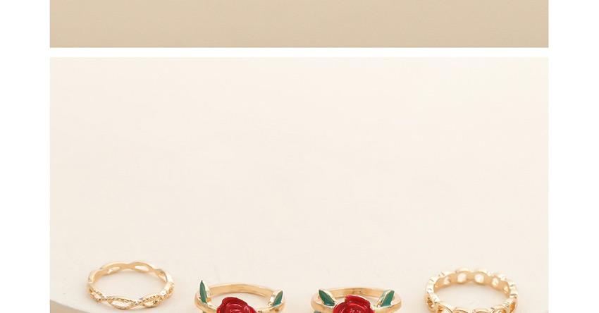 Fashion Golden Hollow Hollow Three-dimensional Rose Resin Ring Set,Rings Set