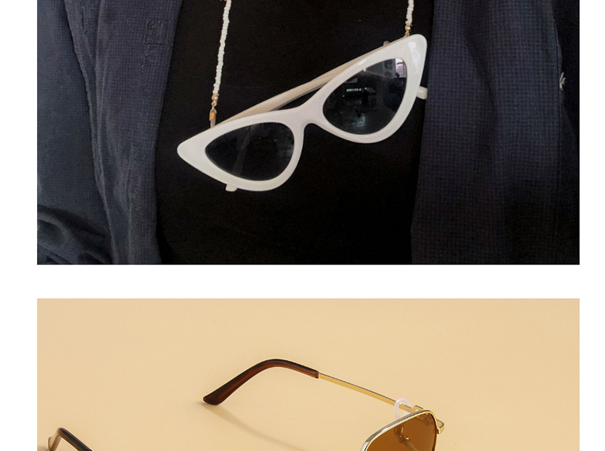 Fashion White Round Bead Tassel Geometric Rice Beads Handmade Glasses Chain,Sunglasses Chain