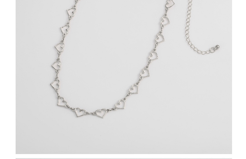 Fashion White K Hollow Geometric Small Love Chain Single Layer Necklace,Chains