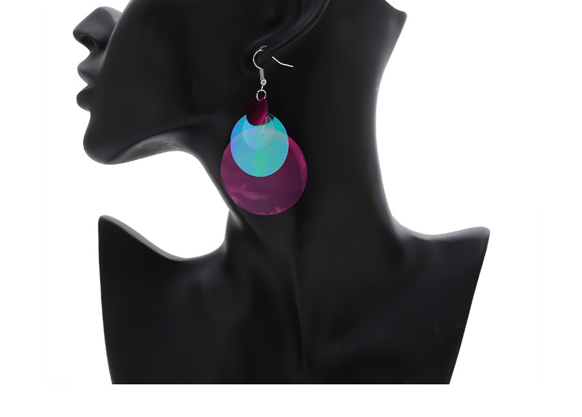 Fashion Purple Contrast Translucent Disc Geometric Earrings,Drop Earrings