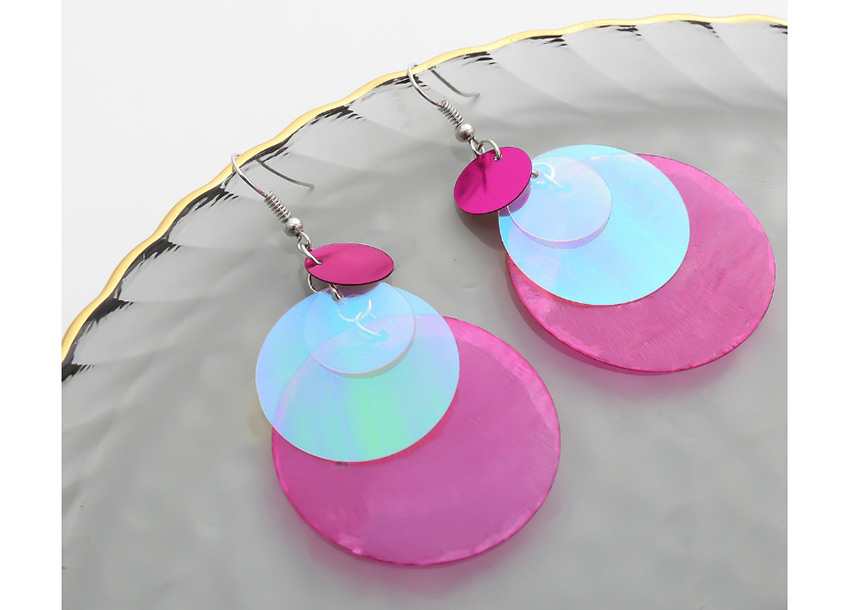 Fashion Purple Contrast Translucent Disc Geometric Earrings,Drop Earrings