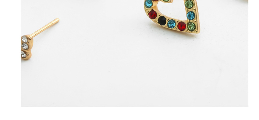 Fashion Golden Heart-shaped Small Butterfly Micro-set Rhinestone Serpentine Hollow Earring Set,Jewelry Sets