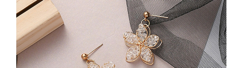 Fashion Golden Hollow Crystal Flower Alloy Earrings,Drop Earrings