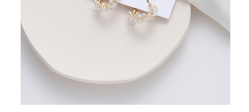 Fashion Pearl Hand-woven Crystal Pearl Alloy Earrings,Hoop Earrings