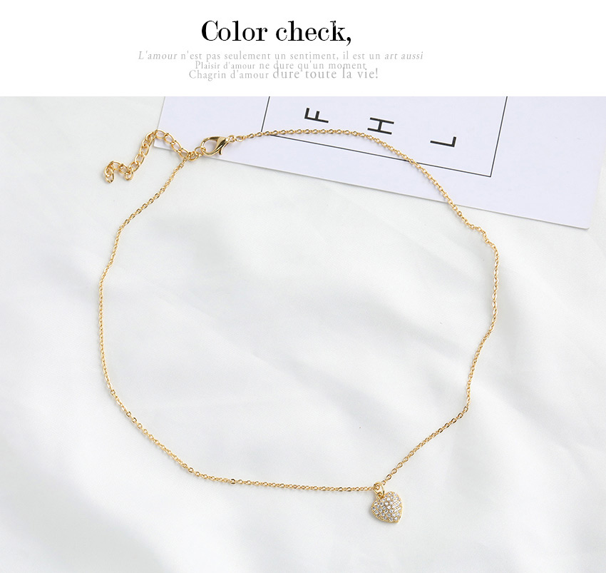 Fashion Golden Copper-set Zircon Love Necklace,Necklaces