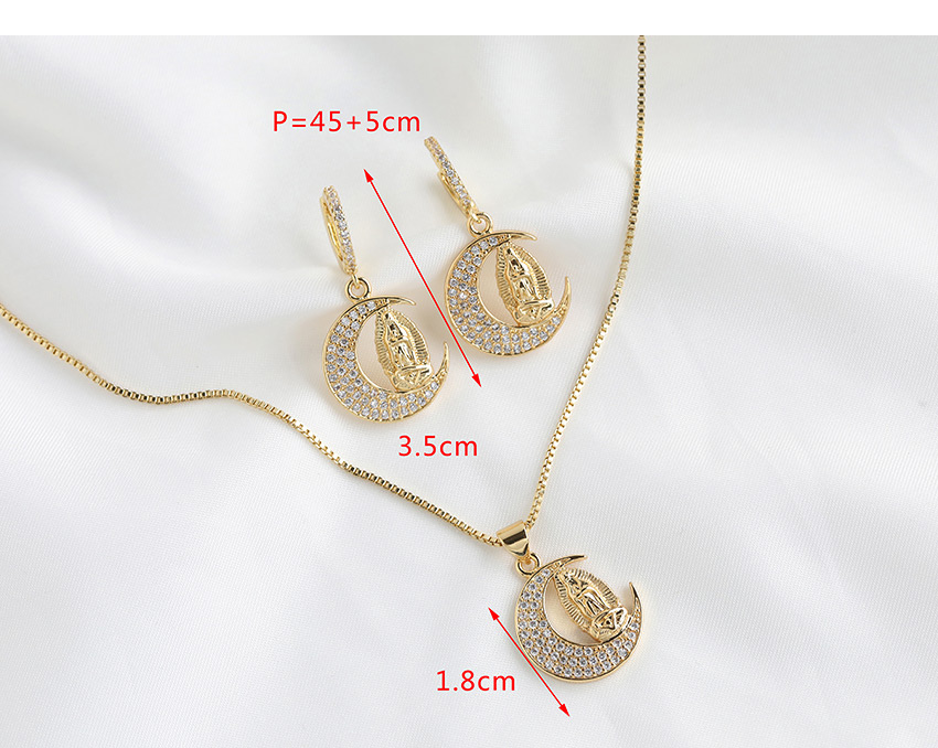 Fashion Golden Our Lady Of Crescent Moonstone Necklace,Necklaces