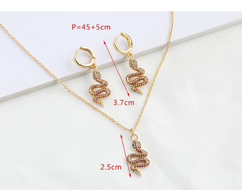 Fashion Golden Copper-inlaid Zircon Serpentine Stud Earrings,Earrings