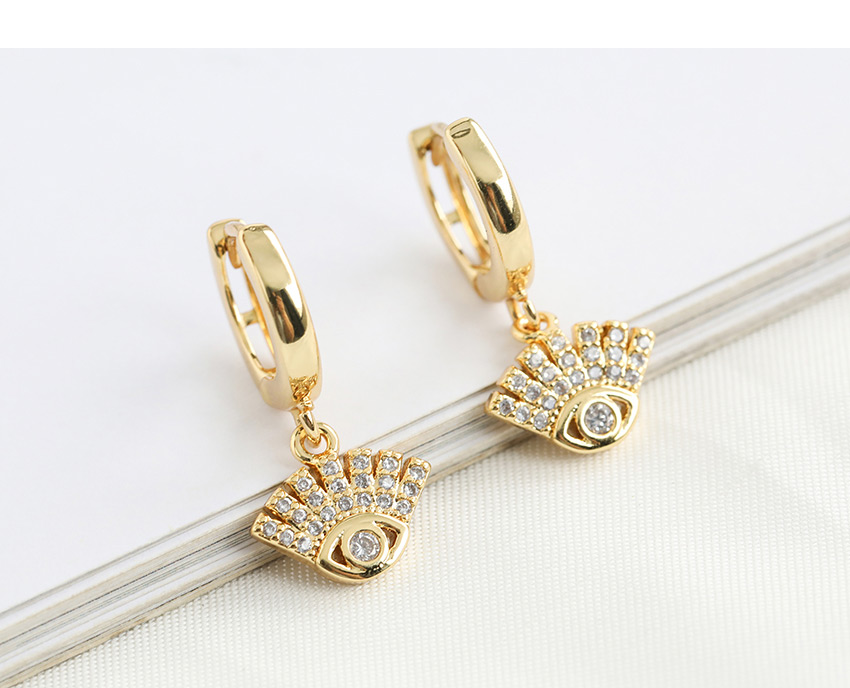 Fashion Golden Zircon Eye Stud Earrings,Earrings