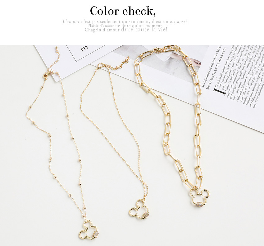 Fashion Golden Copper-inlaid Zircon Mickey Necklace,Necklaces
