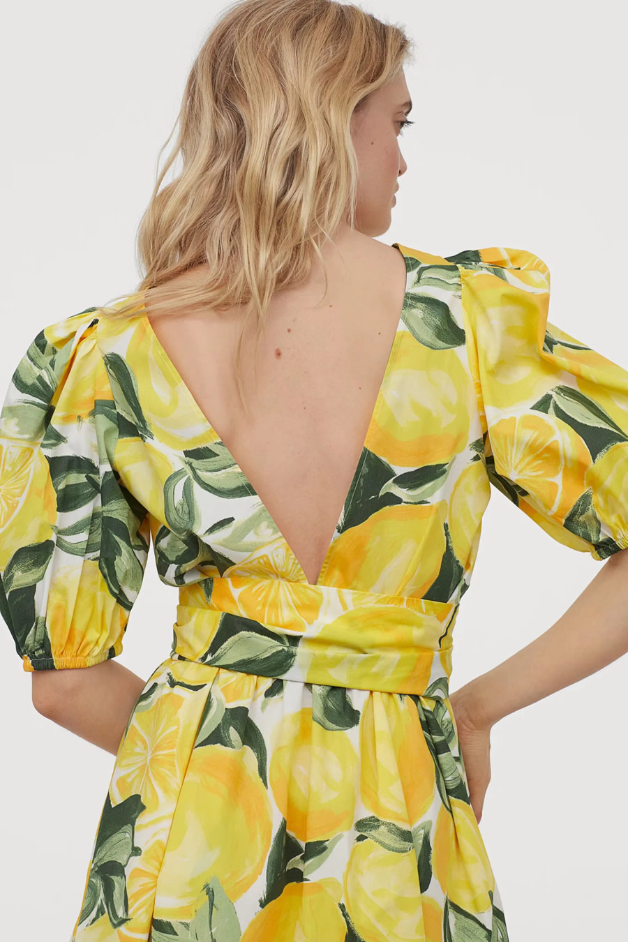 Fashion Fruit Printing V-neck Dress With Fruit Print Tether Straps,Long Dress