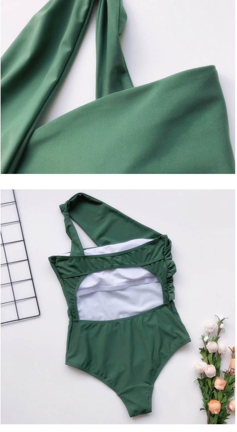 Fashion Green One-shoulder Strapless One-piece Swimsuit,One Pieces