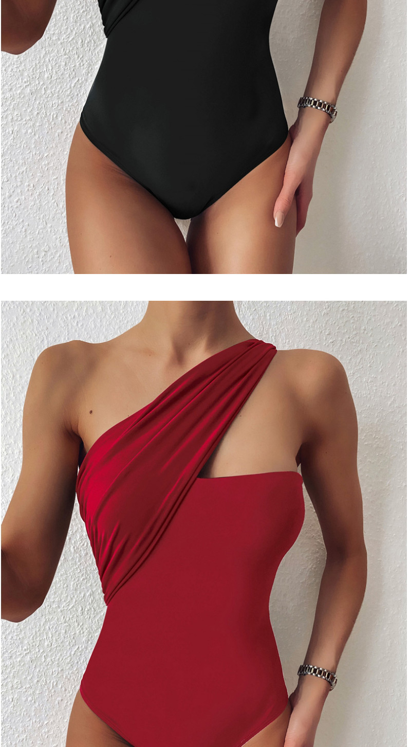 Fashion Black One-shoulder Strapless One-piece Swimsuit,One Pieces