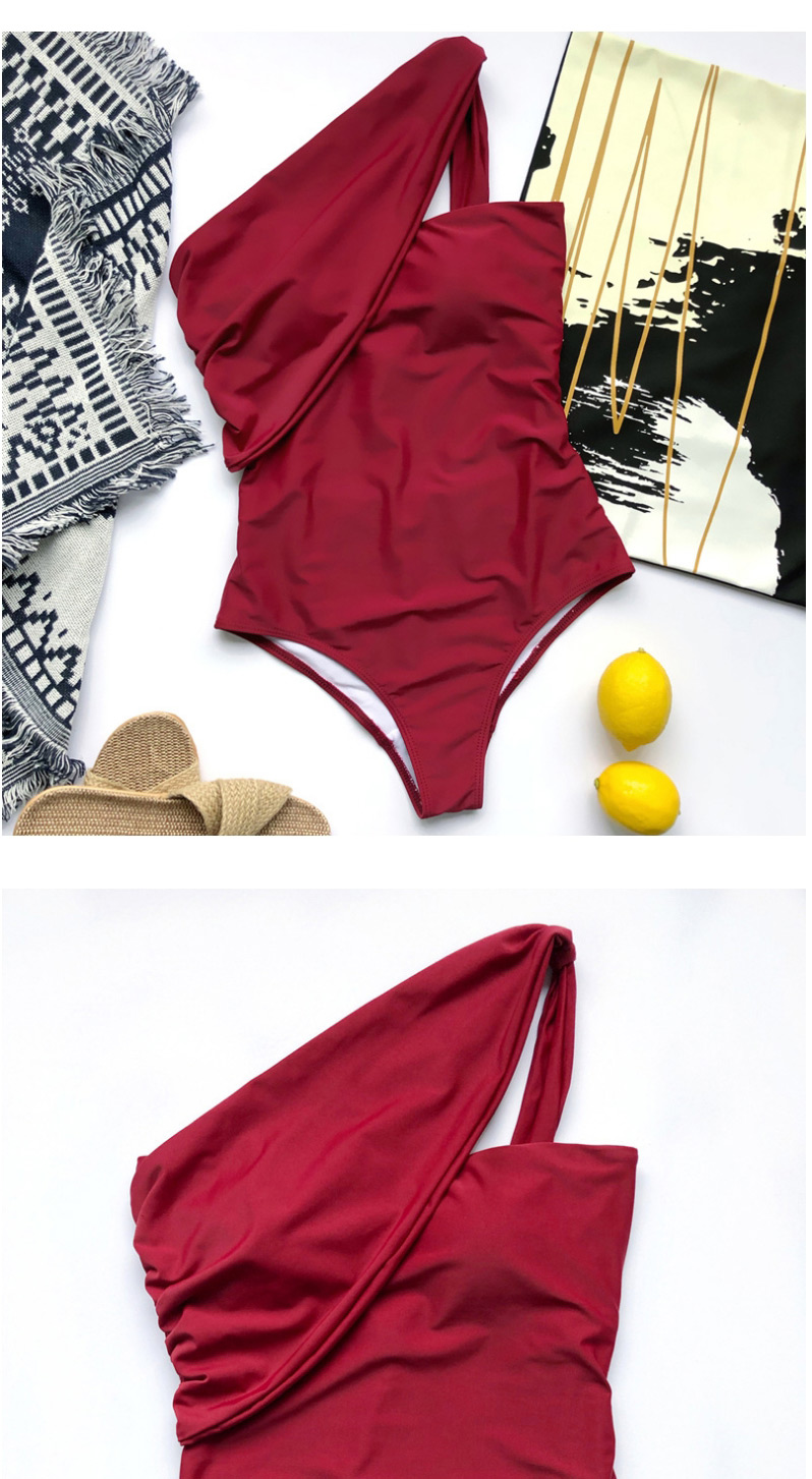Fashion Red One-shoulder Strapless One-piece Swimsuit,One Pieces