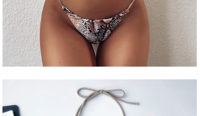 Fashion Serpentine Triangle Split Swimsuit With Snake Print,Bikini Sets