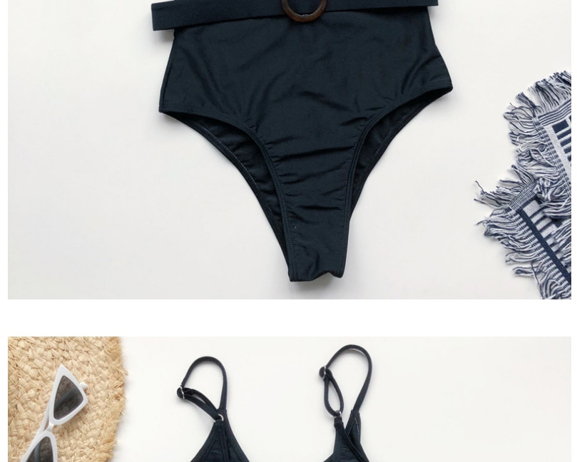 Fashion Black One-piece Swimsuit With Belt Suspenders,One Pieces