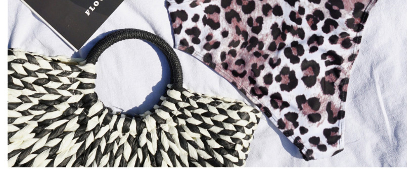 Fashion Black One-shoulder Ruffled Leopard High Waist Split Swimsuit,Bikini Sets