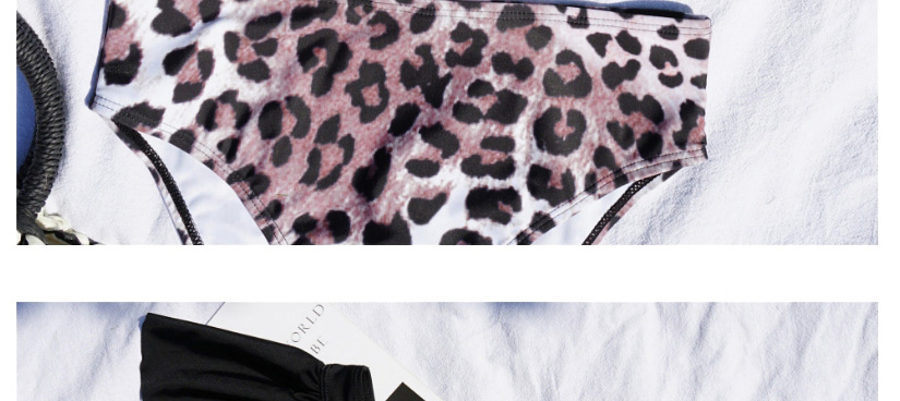 Fashion Black One-shoulder Ruffled Leopard High Waist Split Swimsuit,Bikini Sets