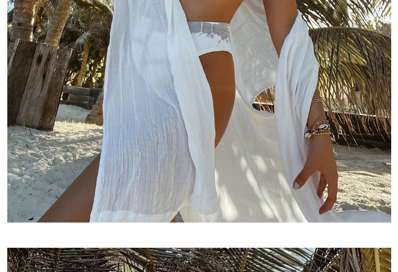 Fashion White Irregular Print Tube Top High Waist Split Swimsuit,Bikini Sets