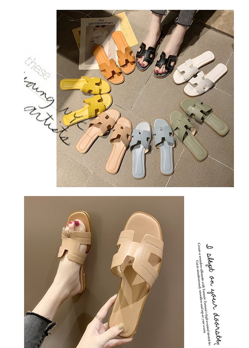 Fashion Orange Slotted Sandals With Flat Letters,Slippers