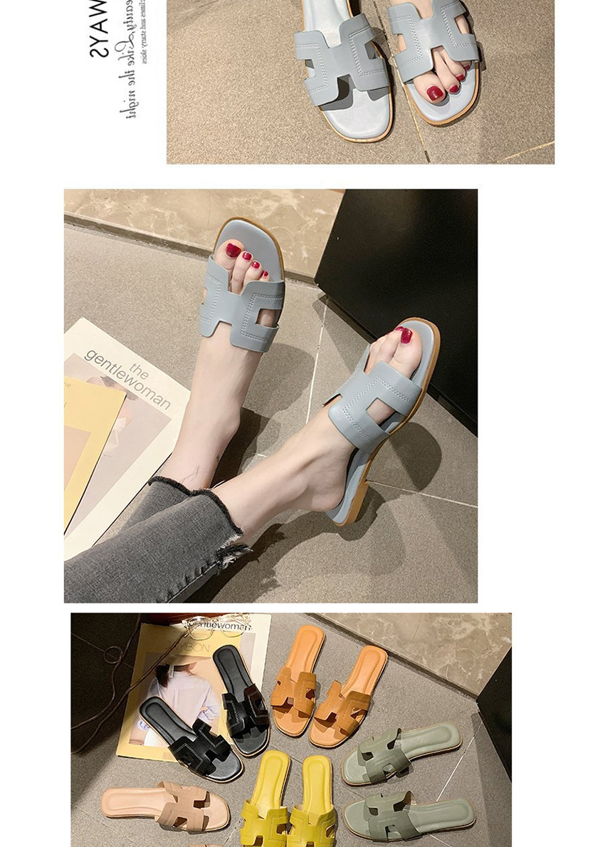 Fashion White Slotted Sandals With Flat Letters,Slippers