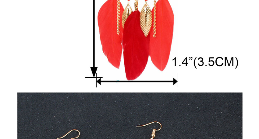 Fashion Color Mixing Long Feather Semicircle Geometric Earrings,Drop Earrings