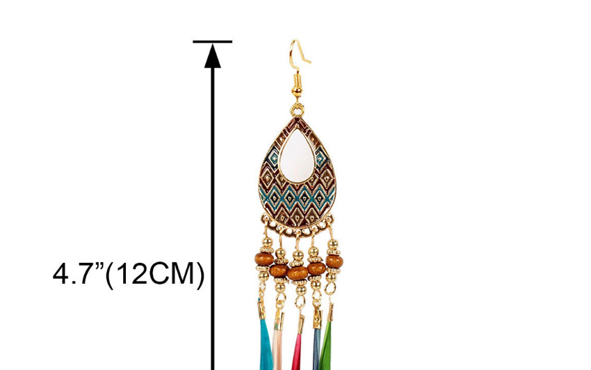 Fashion Yellow Feather Rice Beads Geometric Cutout Earrings,Drop Earrings