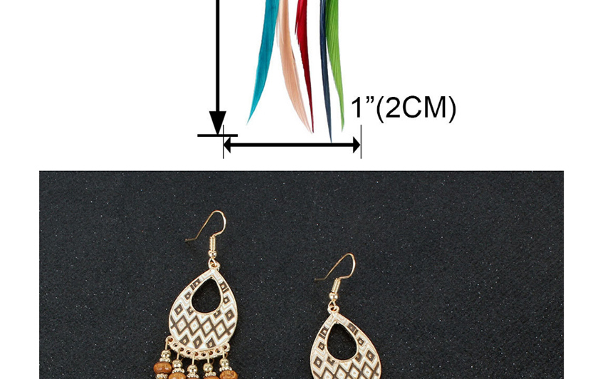 Fashion Yellow Feather Rice Beads Geometric Cutout Earrings,Drop Earrings